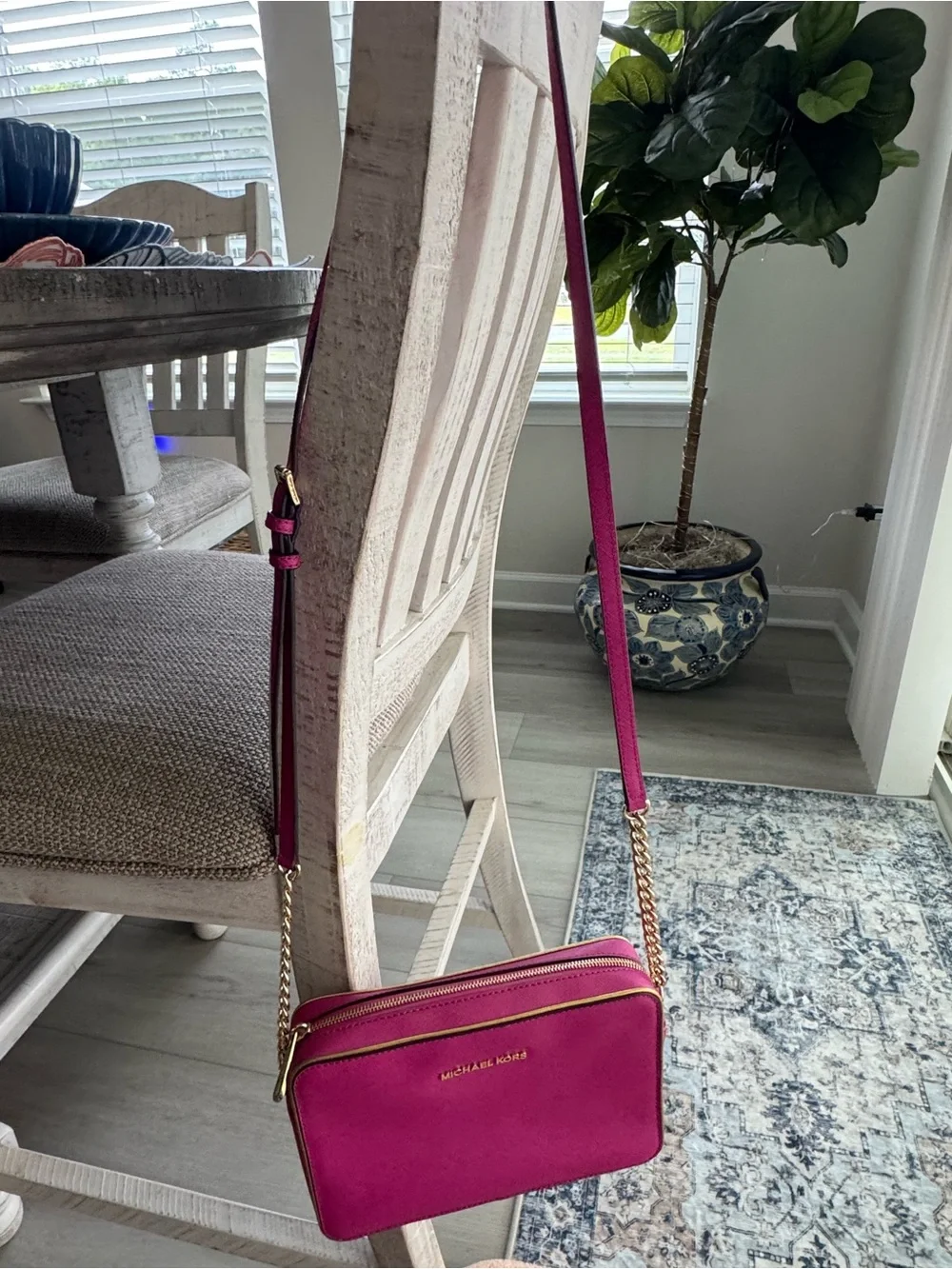 Michael Kors hot pink Crossbody with Gold Chain